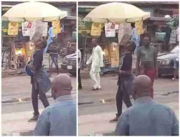 Man Seen At Ojota Lifting Heavy Stone With His Teeth (Photos)
